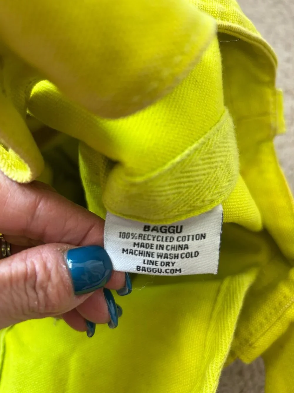 Baggu Hella Tight Oaklandish Tote Neon Yellow/Green (Shabby w Hole)
